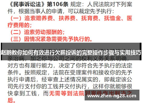 赵鹏教你如何有效进行欠薪投诉的完整操作步骤与实用技巧 赵鹏教你如何有效进行欠薪投诉的完整操作步骤与实用技巧